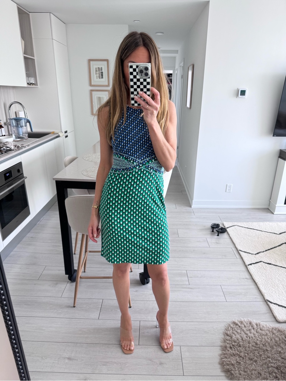 Diane Von Furstenberg Blue and White Teardrop Print Dress